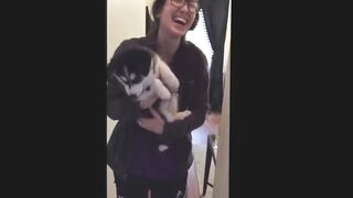 Husky puppy talks funny!