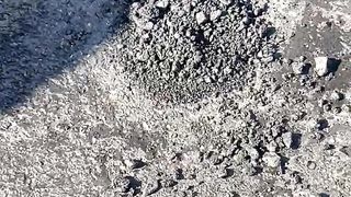 After core filled with cold asphalt