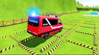 Rescue car and yellow crane