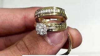 His & her Real Diamond Matching Wedding Set