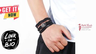 Set of 3 Black Handmade Woven Pu Leather Bracelet for Men | Order Now