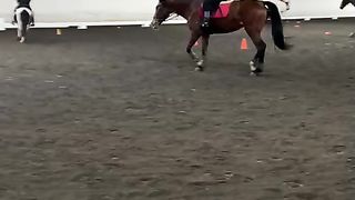 She rides a horse
