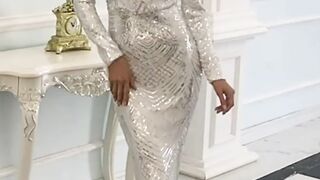 Missord 2022 Women Elegant High Neck Pattern Reflective Sequin Bodycon Floor Length Female Evening Party Autumn Dresses