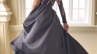 Missord Contrast Sequin One Shoulder Mermaid Hem Formal Dress With Skirt Floor Length Party Dress Belted Bodycon Stretch Gown