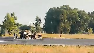 The vehicle goes by road