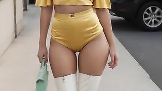 4K LookBook.Sizzling Thigh High Boots Patrolling The Sidewalk For Your Safety.AI  Art