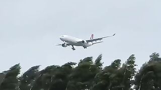 The landing plane and wind