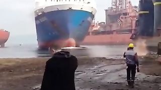 Ship docking, beaching, shipyard #ship #shipping #ships ????.