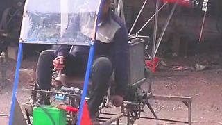 Homemade helicopter starting _ homemade helicopter testing with car engine _ African made helicopter.