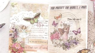 45Pcs/Box Waterproof PET Fairy Butterfly Stickers Vintage Flower Elfin Sticker Deco Label for Scrapbooking Album Kawaii Decals