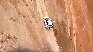 The car or jeep moves upward