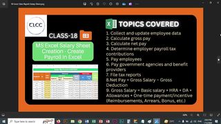 18 Excel Class Payroll Salary Sheet | Live Class TLCC