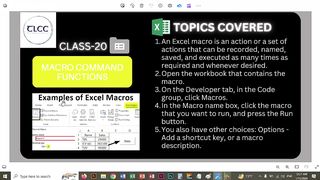 20 Excel Class Macro Command | Live Class TLCC