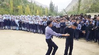 Students of Uswa public school Nagar Khas Gilgit Baltistan perform traditional dance during a ceremony.#nature #gilgit #beautyofpakistan