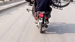 Respect man.... jugaad on bike