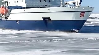 Icebreakers glide across the ice #icebreaker #ice #