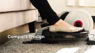 Sunny Health & Fitness Fully Assembled Magnetic Under Desk Elliptical Peddler, Portable Foot & Leg Pedal Exerciser (White/Pink)