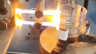 The fire towards the beaker