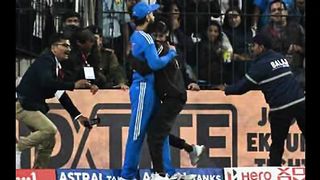 During the match against Afghanistan, the fan jumped wildly and hugged Virat Kohli