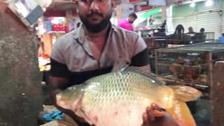 I Never Seen __ Giant Carp Fish Cutting Live In Fish Market _ Big Carp Fish Cutting Skills