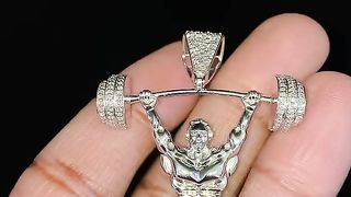 10K White Gold & Diamond Body Builders Pendant
