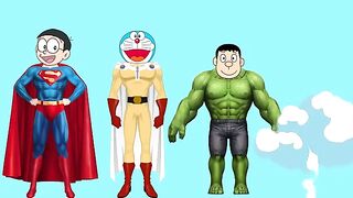 Learn Colors With Paint Wrong Dress Superhero With Doraemon Nobita Shizuka Suneo