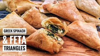 Spinach and Feta Cheese Triangles Recipe - Greek Spanakopitakia