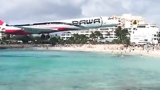 The beach over which planes are constantly landing