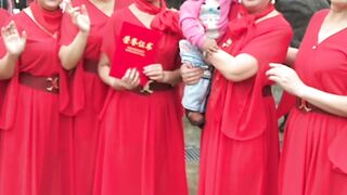 little boy with old aunties in china