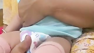 Cute baby smile and laught