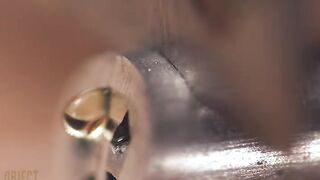 Solder wire slicing close up