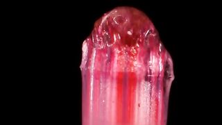 Plastic pen melting close up
