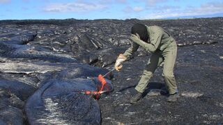 Giologists collecting LAVA