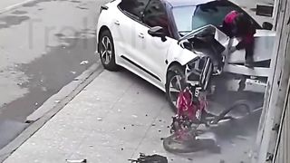 Dude Survives Reckless Female Driver!