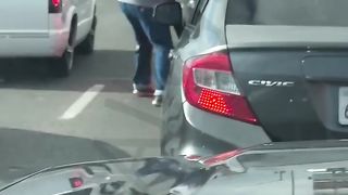 Dude Tried To Run Back To His Car After Hitting A Guy In Traffic But Gets Instant Karma!