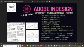 14 InDesign Class Import Text Frame Options Thread | Live Class TLCC