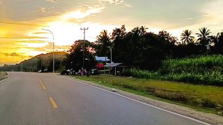 Sunset, twilight in the village