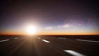 Road Trip On Highway Sunset Background Seamless Loop