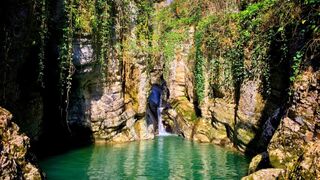 Mount Akhun and Agur waterfalls in Sochi