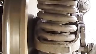 The wheel of a train