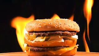 Delicious Hamburger On Fire