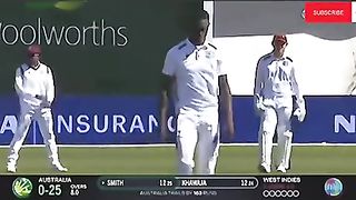 Joseph take a wicket of smith in 1st ball of his career