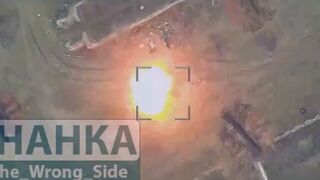 Russian Lancet loitering munition strike on an M777 howitzer