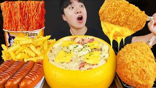 ASMR MUKBANG | RICE CAKE Tteokbokki, Fire Noodles, sausage recipe ! eating