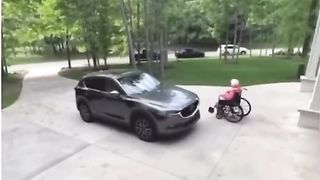 poor grandma slides down the road.