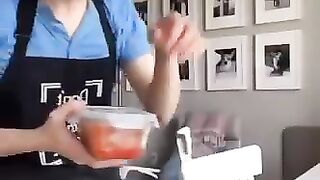 Korean mom makes a non Korean try kimchi