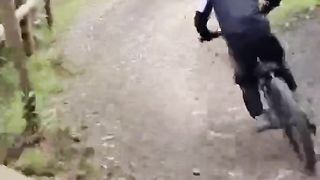 When trying a one hander on a mini MTB jump goes wrong ????