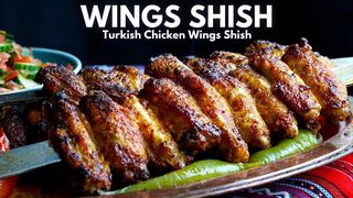Turkish Chicken Wings Shish Kebab with Shepherd's Salad