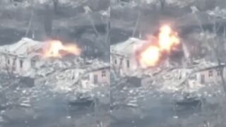 Ukrainian forces crush two hidden Russian tanks in HUGE explosion