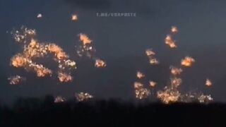 Russian MLRS Thermite rains over Bakhmut Raion, Donetsk Oblast recently.